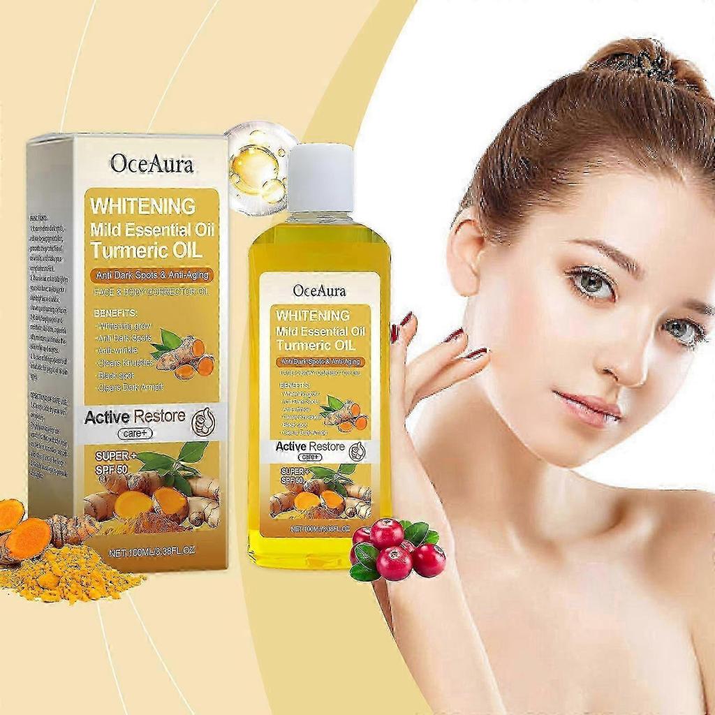 Body Oil, Turmeric Natural Essential Oil Massage Oil for Face & Body, Anti-Dark Spots Anti-Aging Corrector, 1pcs