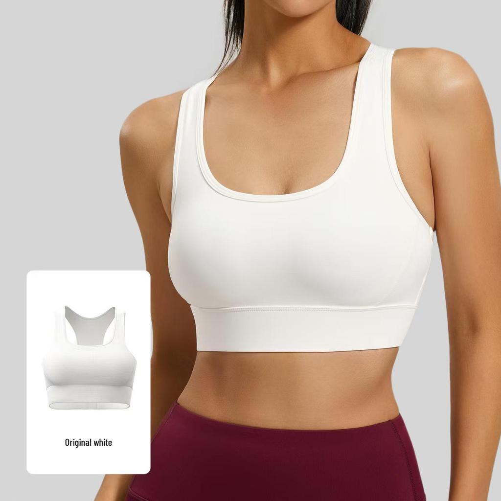Women's Racerback Shockproof Sports Bra with Beautiful Back Design and Hook-and-Eye Closure