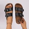 Fashion 2025 Summer Cork Sandals Men's Flock Faux Suede Mule Clogs Slippers Brown Classic Buckle Cork Slides Slippers for Men Slippers