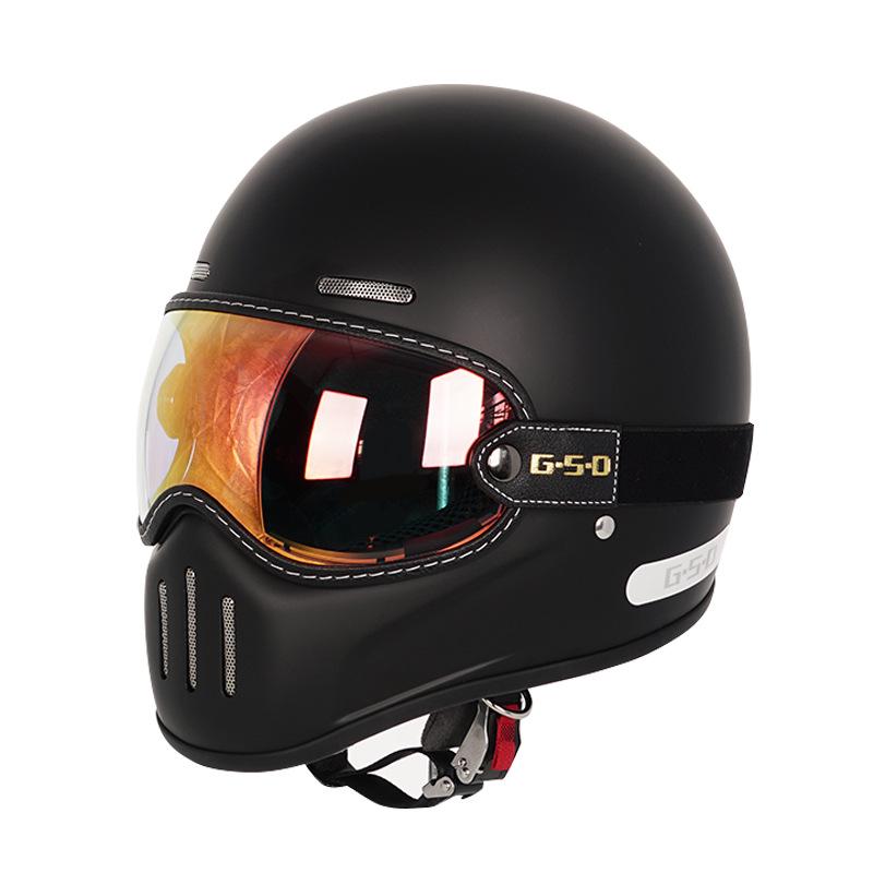 Fiberglass Retro Full Face Motorcycle Helmet for All Seasons - Unisex Winter Safety 3C Certified