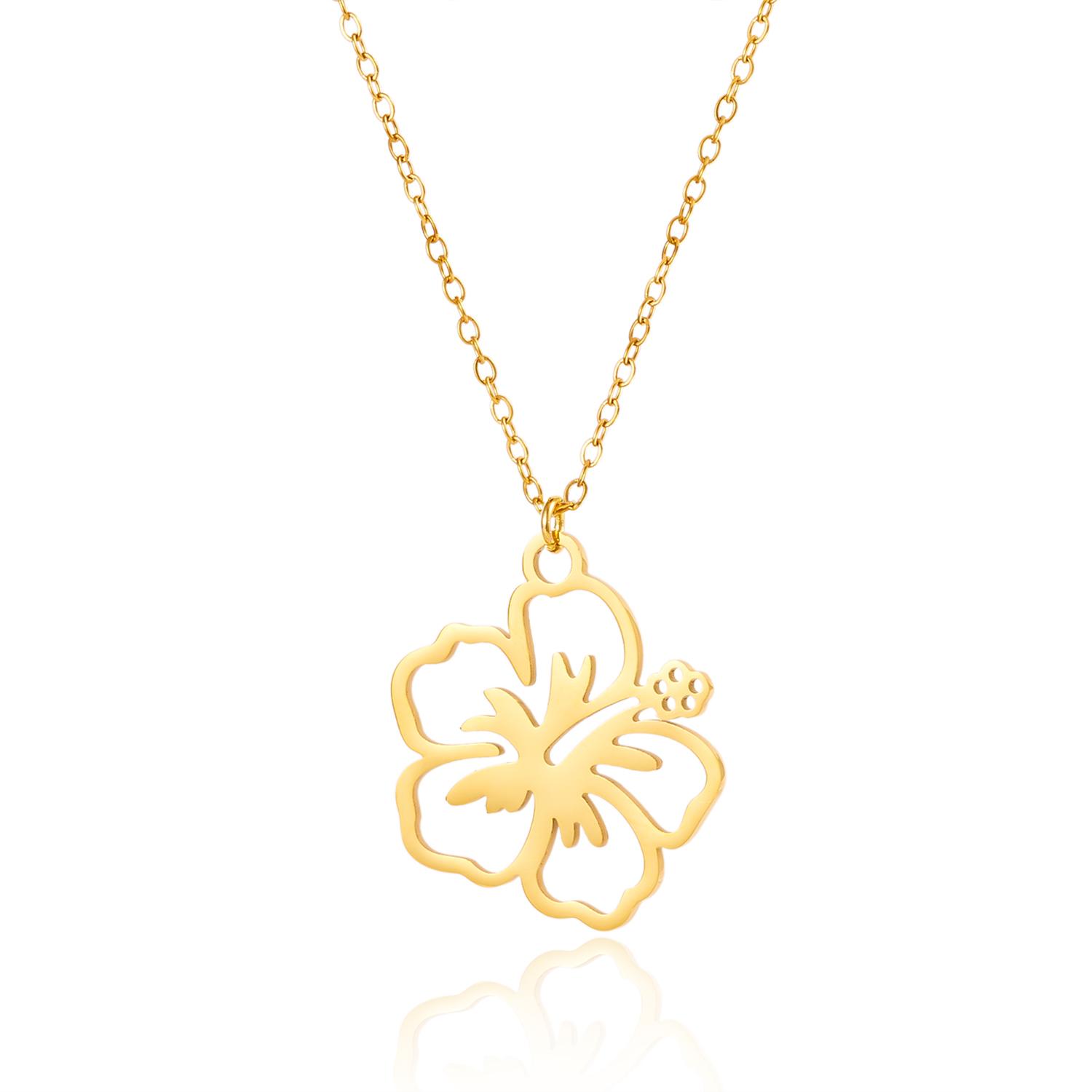 

Stainless Steel Necklace For Women Light Luxury Hollow Flower Pendant Clavicle Chain Choker Party Minimalist Jewelry Gifts