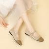 Fashion square toe mixed color knitted flats women ankle strap mary janes shoes spring summer weaving moccasins for woman cozy loafers