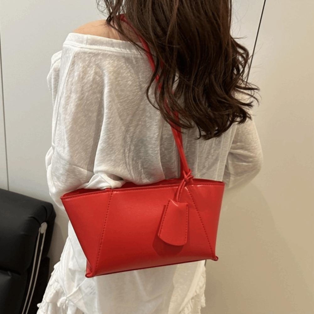 Stylish Pu Leather Shoulder Bag Luxury Women's Underarm Bag Trendy Solid Color Tote Bag Purse