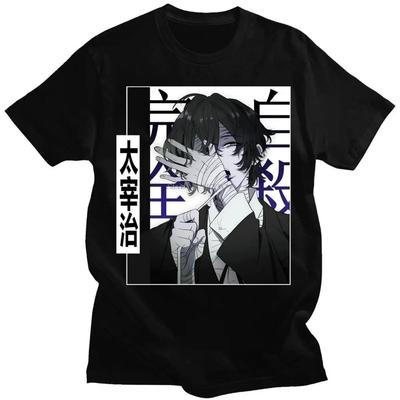 Japanese Comics Bungo Stray Dogs T-shirt Cool Dazai Osamu Fashion Pattern Short-sleeved Ladies Casual T-shirt Hip-hop Fashion
