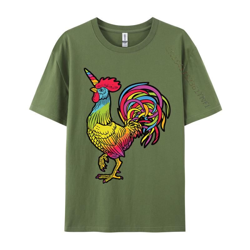 

Chicken Unicorn Rainbow Rooster Unicorn Tshirts Male Top Tshirts Special Cotton Tops T Shirt Slim Fit Graphic T Shirts 4XL