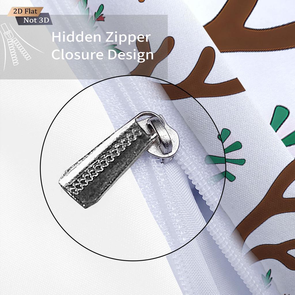 3pcs Merry Christmas Cute Reindeer Print Coreless Bedding Set Multi Size Bedroom Bedding Holiday Decoration Soft Comfortable