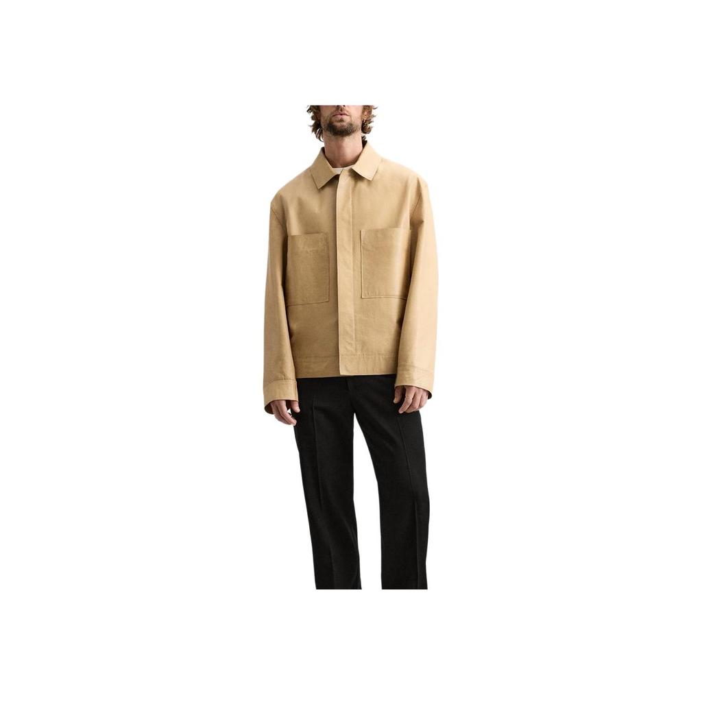 Zara Minimalist Comfortable Versatile Long Sleeve Leather Jacket Men jackets Butter-Yellow 2521120-725