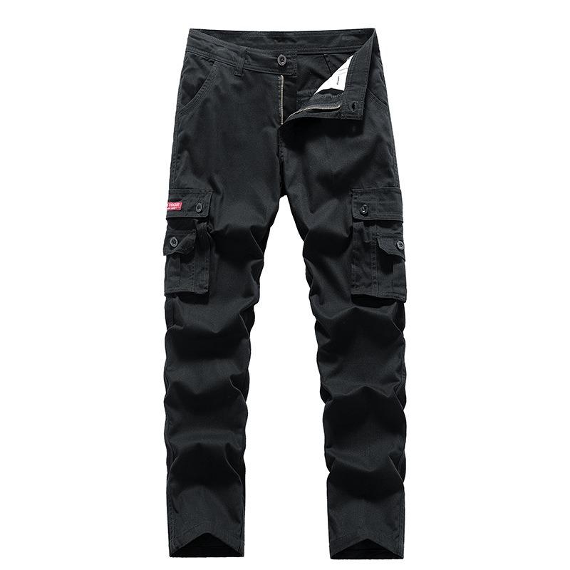 Nowe modne spodnie ogrodniczki casual męskie wielokieszeniowe retro jednolity kolor proste casualowe spodnie