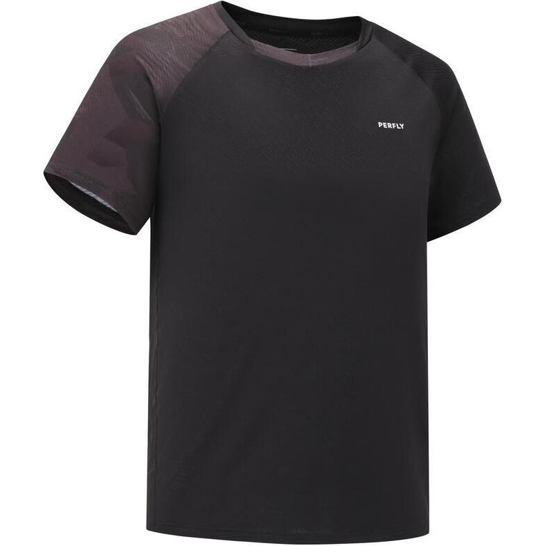 

DECATHLON PERFLY Легкая футболка для бадминтона с коротким рукавом реглан, быстросохнущая, мужская, классическая черная 2XL-185/120B