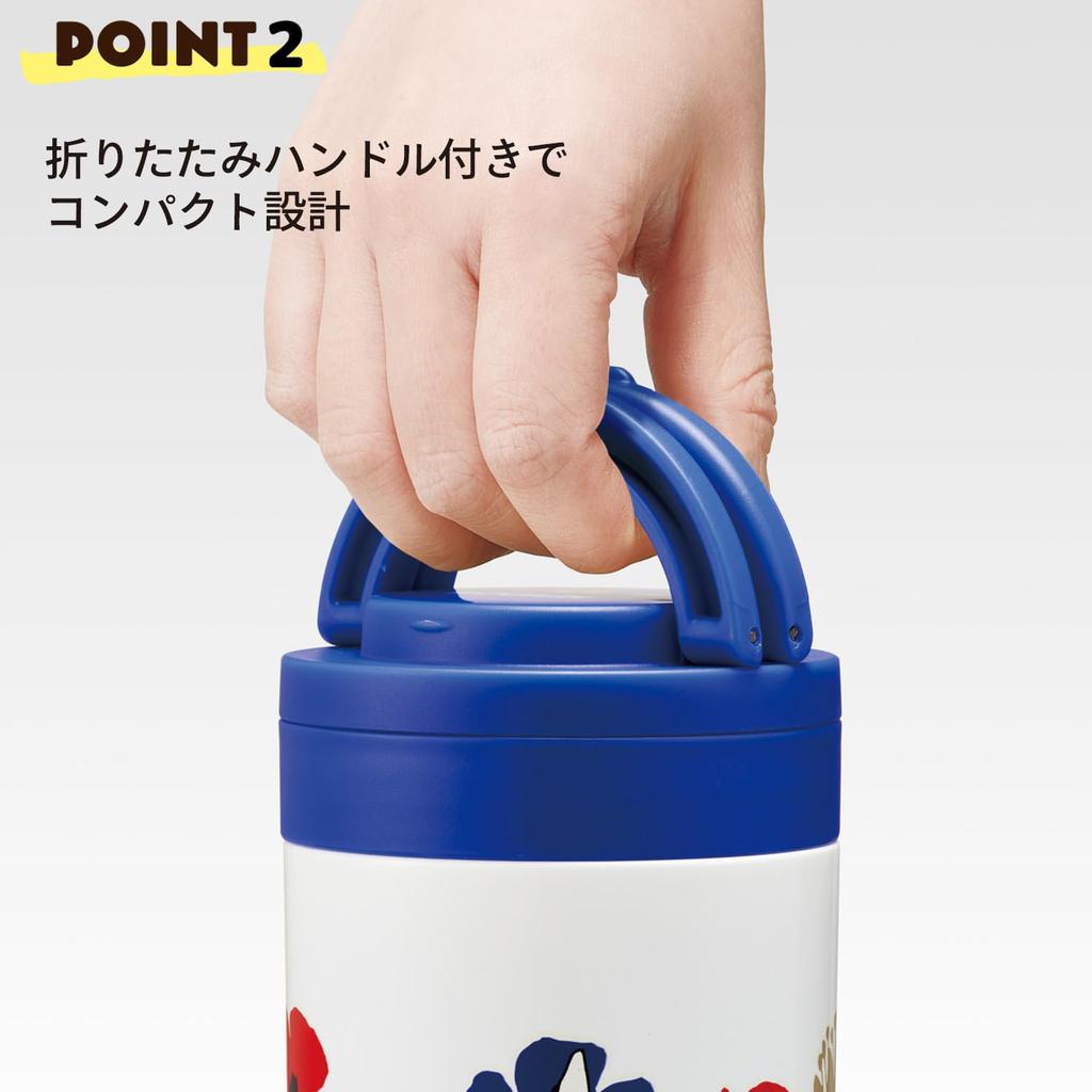 Skater Insulated Soup Jar, 300ml, with Folding Handle, Antibacterial, Moomin Design, LJFO3AG67856