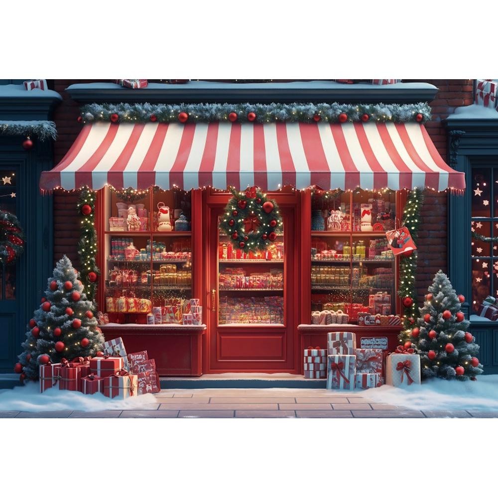 Christmas Candy Toy Store Christmas Tree Gift Theme Banner Background Birthday Party Decoration Photography Background Cloth 5