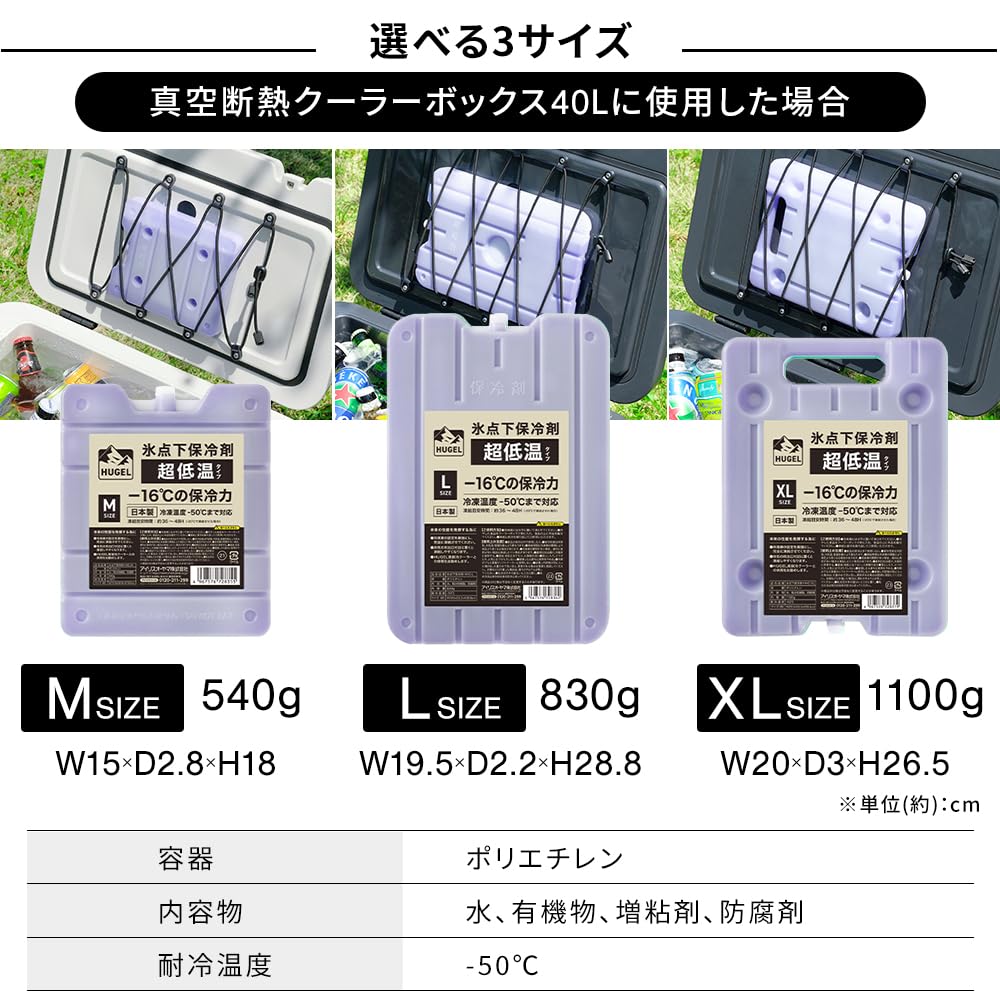Iris Ohyama HUGEL Ice Temperature Medium Size HHC-M Sub-Zero Pack, Ultra-Low Type,