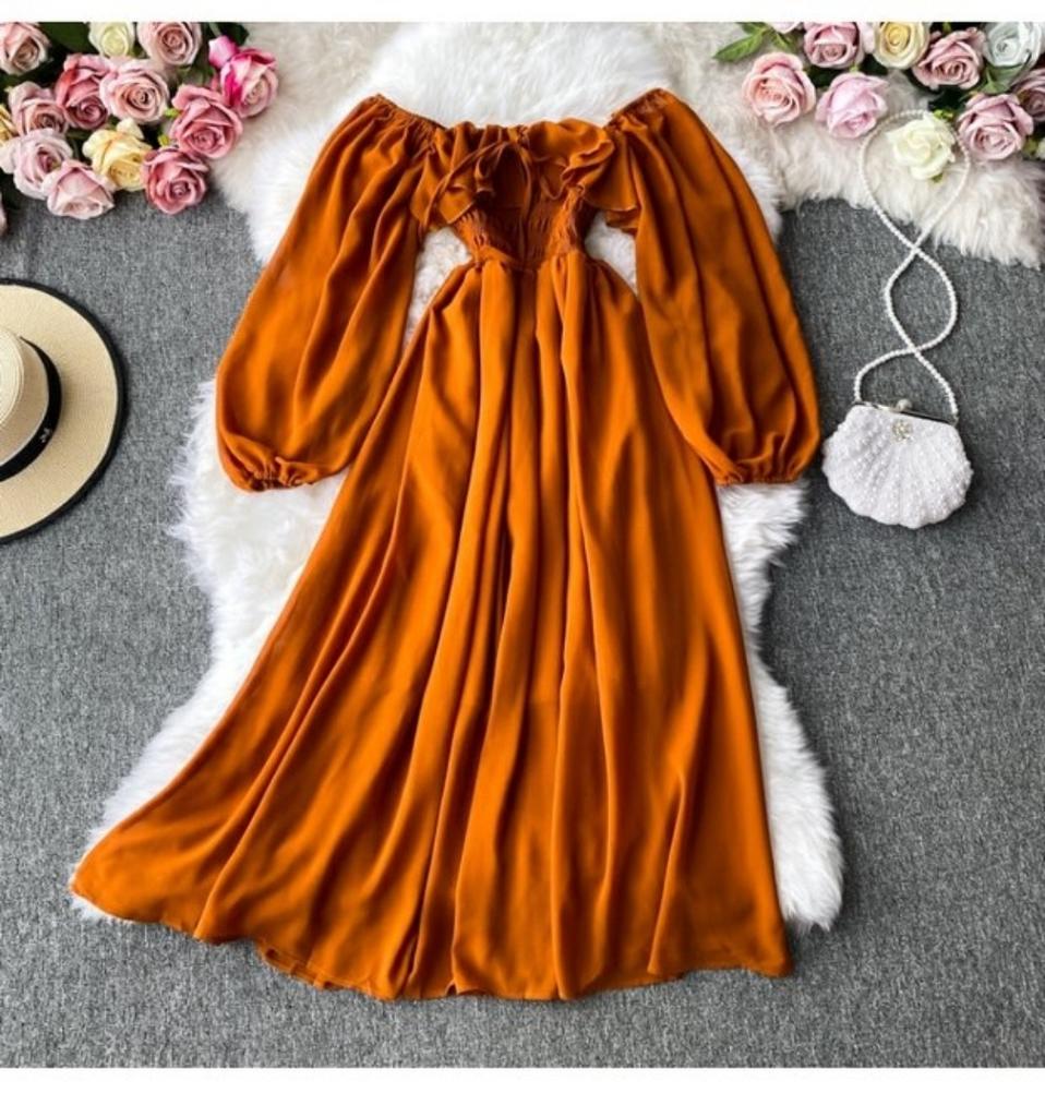 Girl Autumn Spring Women Loose Long Dress Ruffled Collar Floral Cottagecore Dress Vintage Cotton Ruffles Elegant Chic Dress