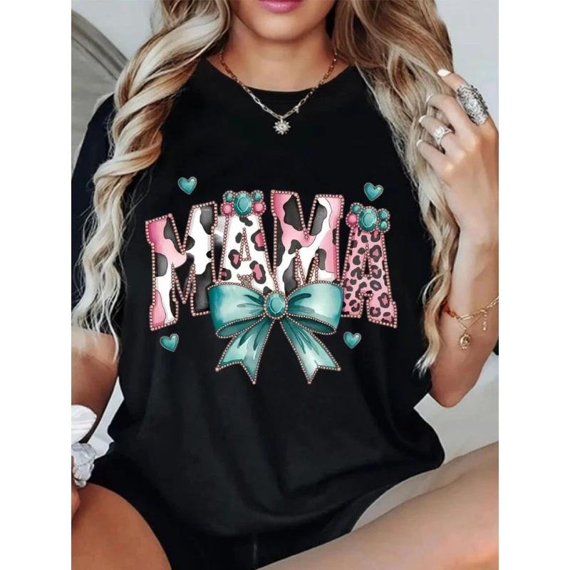 Women Mother's Day Graphic T-Shirt Mom Gift Casual Crew Neck Short Sleeve Tee