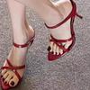 Fashion Fashion New Pointed Toe Open Toe Stiletto Sandals Women Pointed Toe Cross Skinny Strap Sexy High Heels Women Outside Wear
