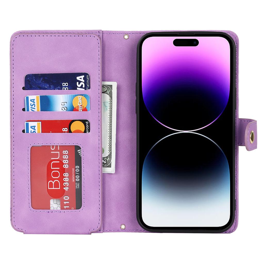 Crossbody Zipper Cards Bag Wallet Leather Case For iPhone 15 Pro Max 14 Plus 13 12 Mini 11 XR 7 8 SE 2022 Purse Pocket Lanyard