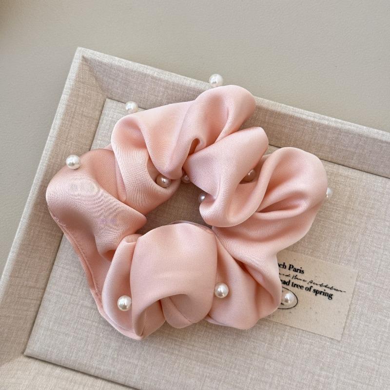 Sweet and Soft Pearl Large Intestine Hair Band for Women Japanese-style Satin  Versatile High Ponytail Headwear  Hair Accessory  Hair Tie Hair Tie
