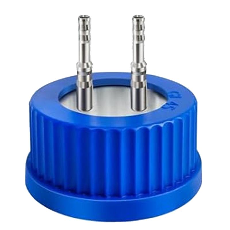 

A96I-GL45 304 Stainless Steel Safety Bottle Cap For Laboratory Use-Medium Size, Autoclavable 1-Port