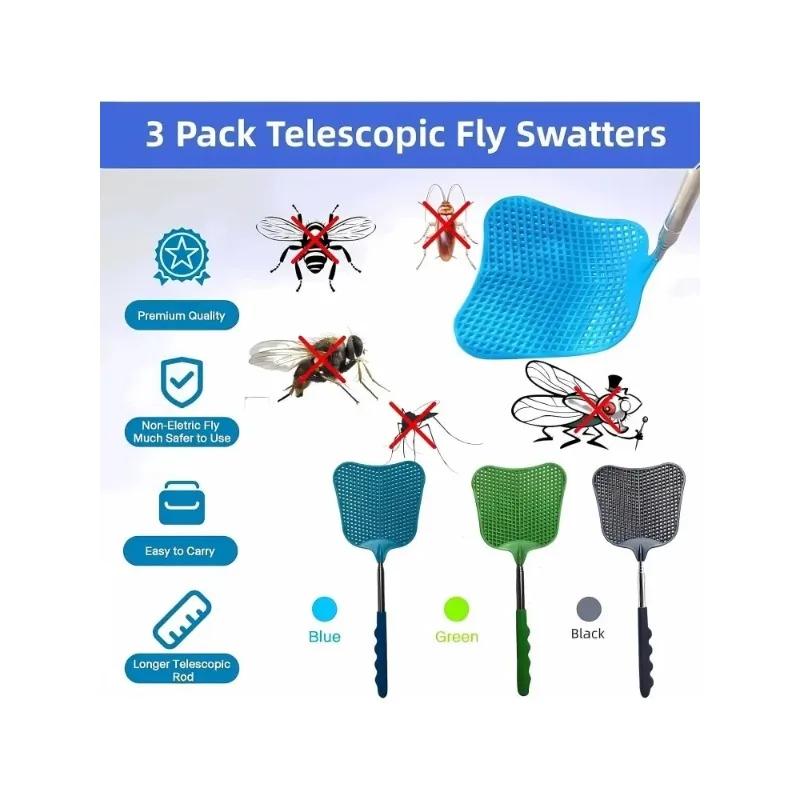 Retractable Fly Swatter Durable Plastic Heavy Duty Fly Swatter Mosquito Repellent Garden Suitable Summer Home Supplies