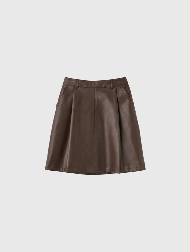 GENERALIDEA Leather Pintuck Midi Skirt [Brown] / Wbd4L13513