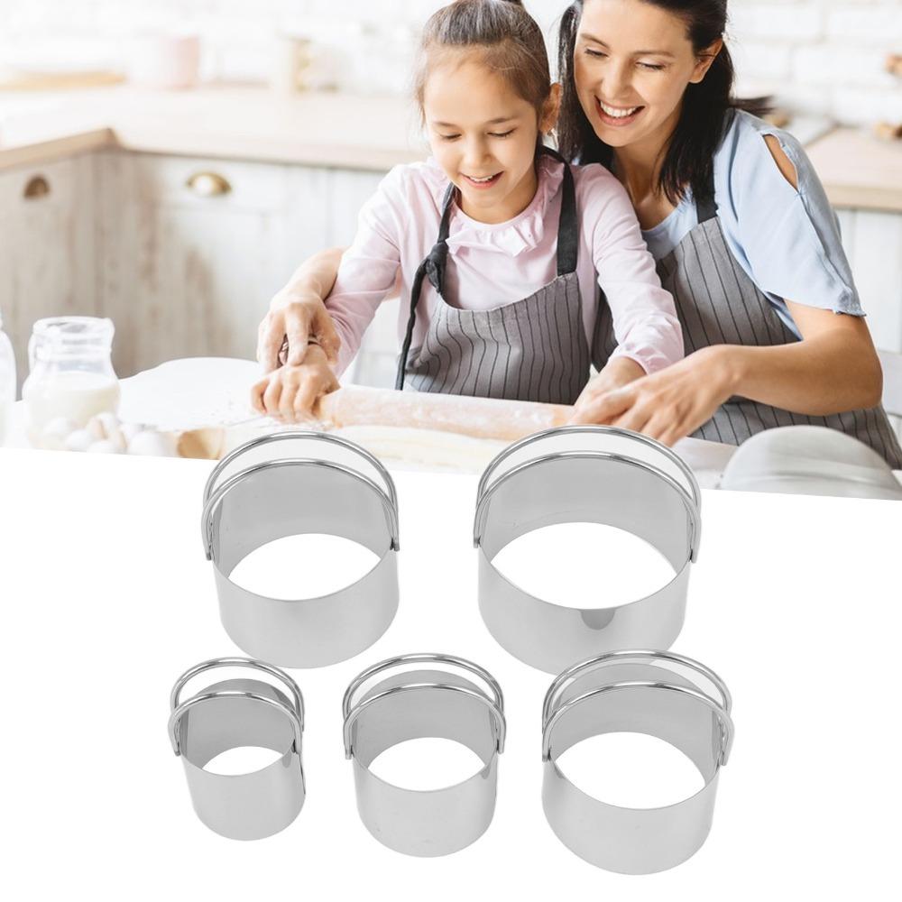 5pcs Food-Grade Biscuit Cutter Molds Stainless Steel Cookie Cutters  Home Kitchen DIY Bakery Round