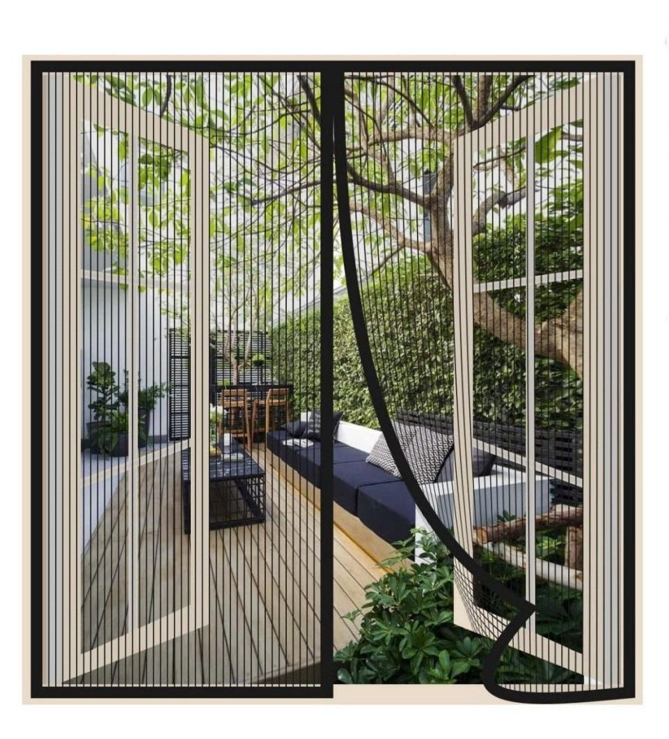 

Магнитный экран для двери, сетчатый экран, магниты, занавеска, полосатая магнитная противомоскитная сетка, оконная магнитная присоска 100 x 120cm чёрный