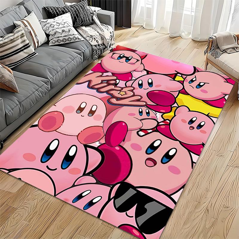 Rosa Kirby Cartoon Collage Teppich geeignet als rutschfeste Matte für das Wohnzimmer oder Schlafzimmer Sofa