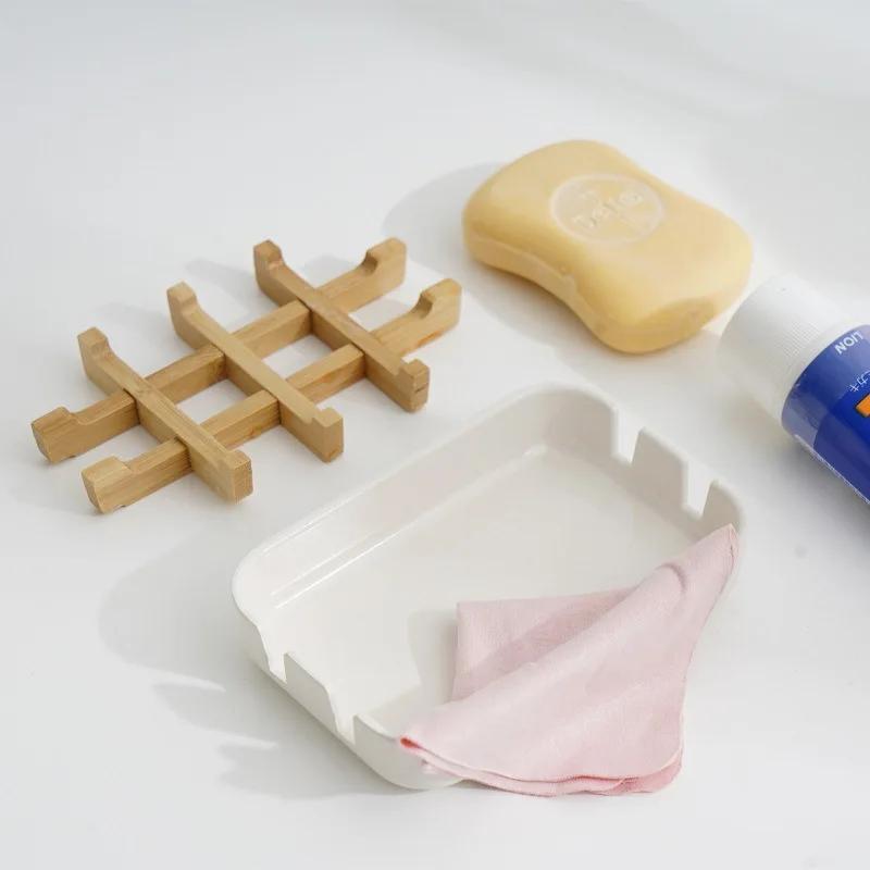 Bambusseife Bambus Umweltfreundlich Tragbar Wasserfilter Seifenschale mit Handgefertigtem Holzhalter und Tablett für Badezimmeraufbewahrung