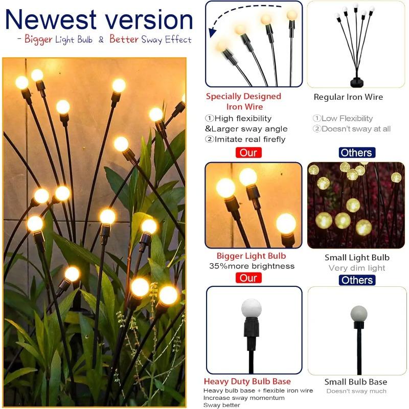 Outdoor Lights Solar Lawn Lamp Garden Lamp LED Wind-driven Firefly Ground Plug Lamp for Garden Lawn Landscape Holiday Light