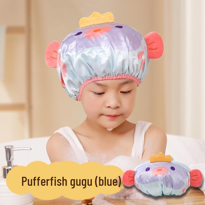 Kinder Cartoon Doppelschichtige Wasserdichte Badehaube - Niedlich, Verdickt, Anti-Öldampf, Duschhaube für Mädchen