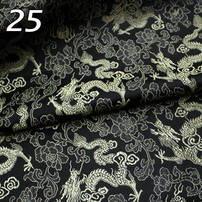 Chinese Traditional Embroidered Silk Brocade Dragon Pattern Fabric Tang Suit Hanfu Cheongsam Kid Wear Pillow Decoration Handmade