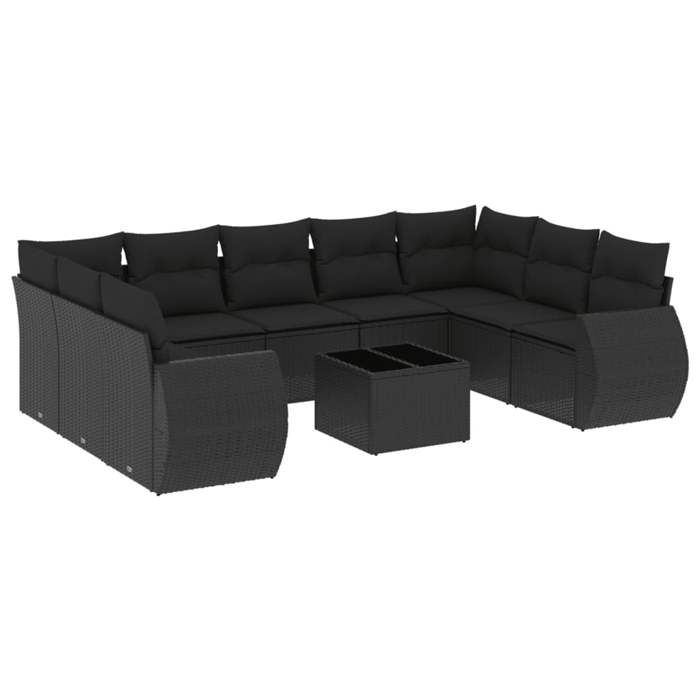 VidaXL Garden Lounge Set with Cushions 9 Pcs, Patio Sofas, Patio Furniture Set, Outdoor Furniture, Black 3270973