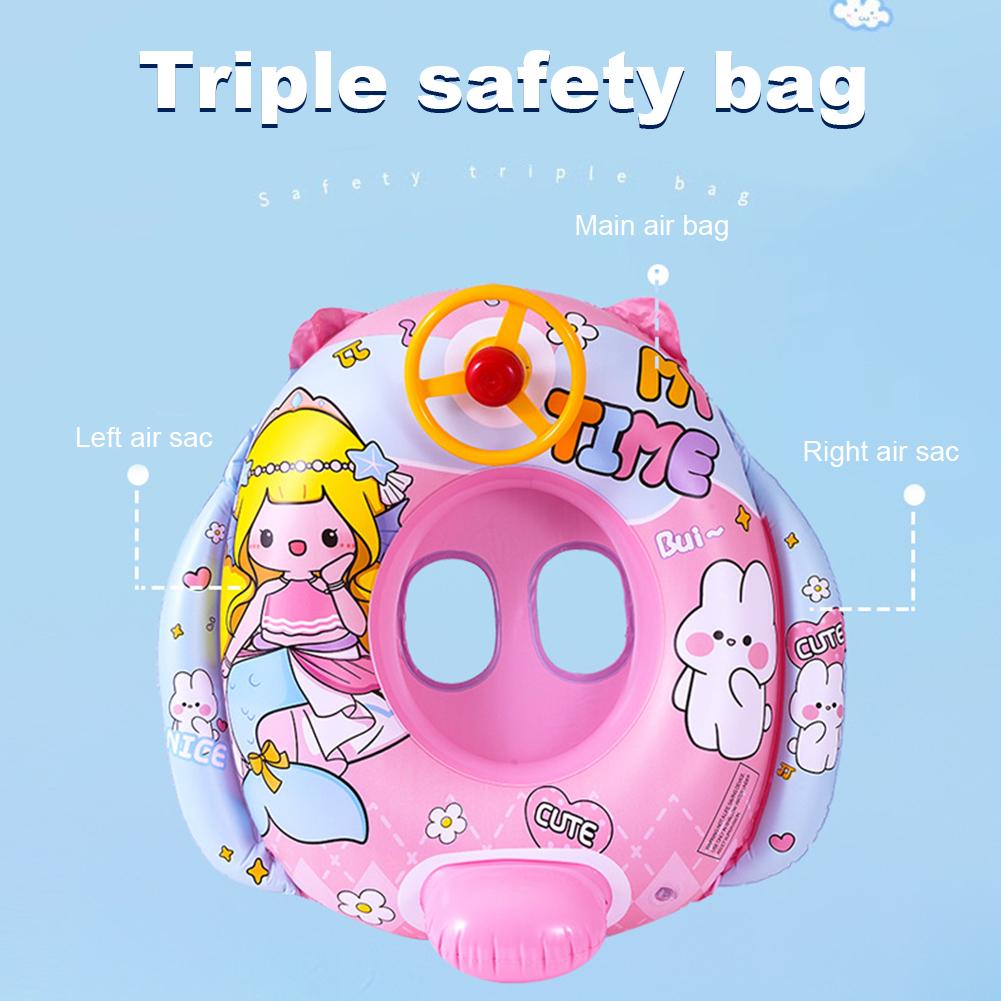 Inflatable Baby Swimming Float Swimming Pool Toys Baby Floats with Steering Wheel Horn Pool Floaties for Age 6-36 Months Toddler