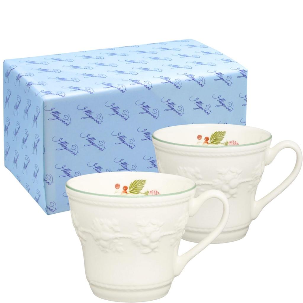 Wedgwood Festivity Raspberry Pair of Christmas Wedding Housewarming Official Brand Gift Authentic Imported Product Mugs, 350ml, (Set 2), Ceramic,