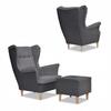Lounge Set ARI DUO Sofa Armchairs Poufs Family Furniture Grey - Grey