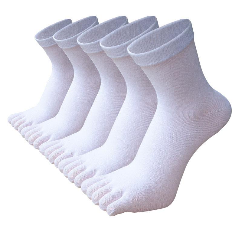 5 pairs of men's solid color five finger socks simple cotton Toe socks odor resistant and breathable split toe socks