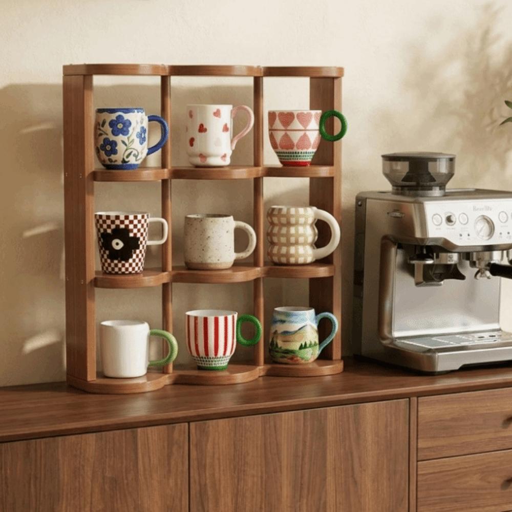 Large Capacity Multi-layer Cup Holder Space Saving Teacup Storage Rack 9 Grids Cup Holder  Bar