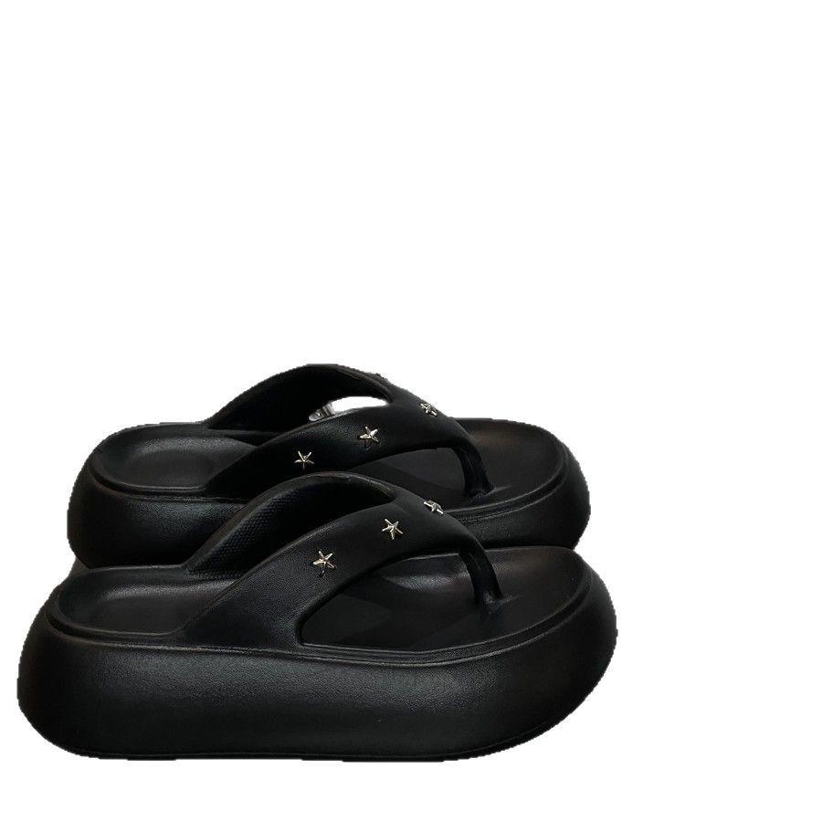 New summer thick-soled thick-heeled slippers, women's summer thick-soled seaside cool slippers