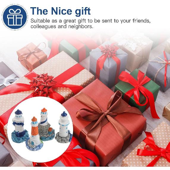 Toyvian 4pcs Mini Lighthouse Decor Mediterranean Figurines Ornaments Miniature Landscaping Decorations (Random Pattern)