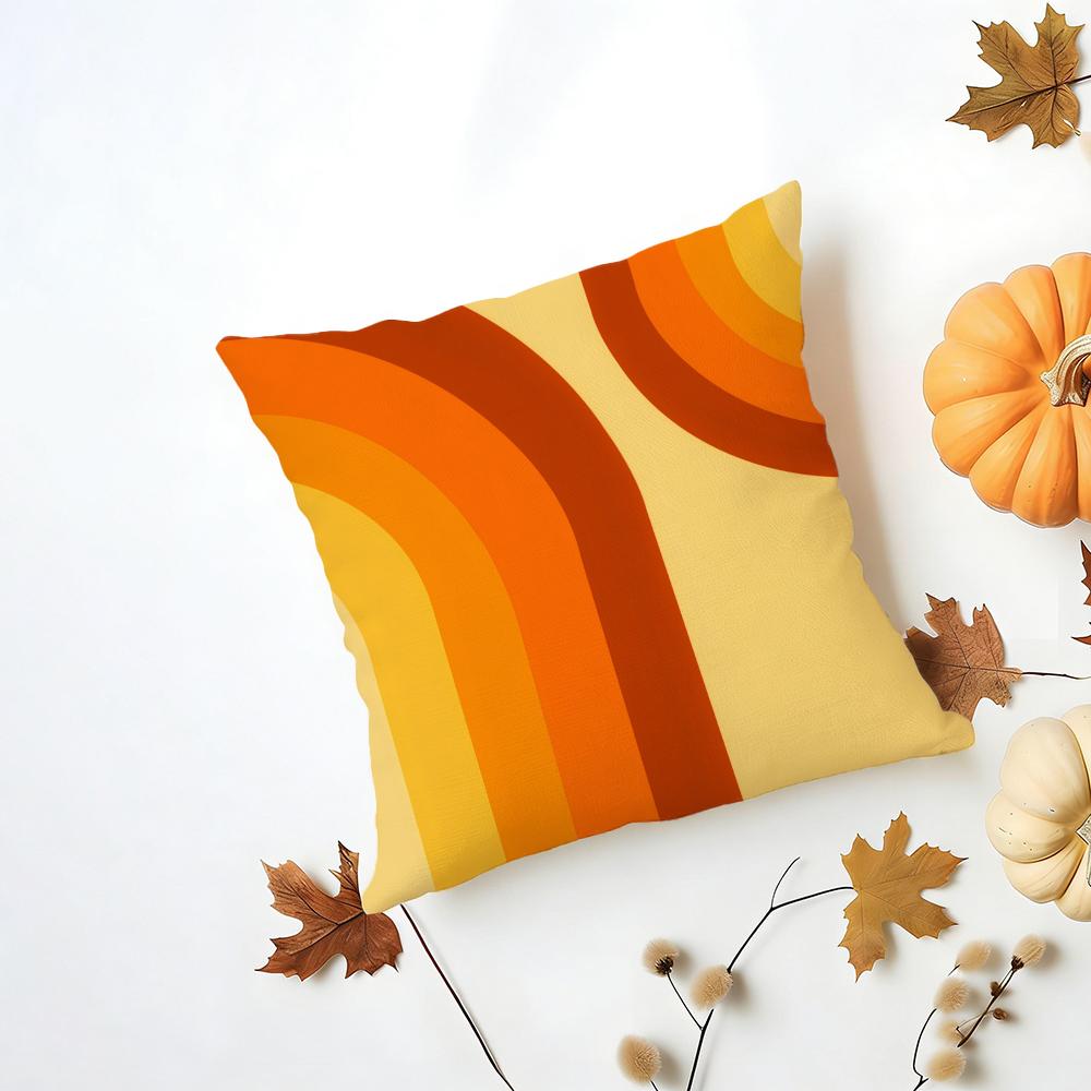 Vibrant Modern Rainbow Series Geometric Print Cushion Cover Washable Linen Pillowcase Soft for Daily Sofa Bed Home Room Decor