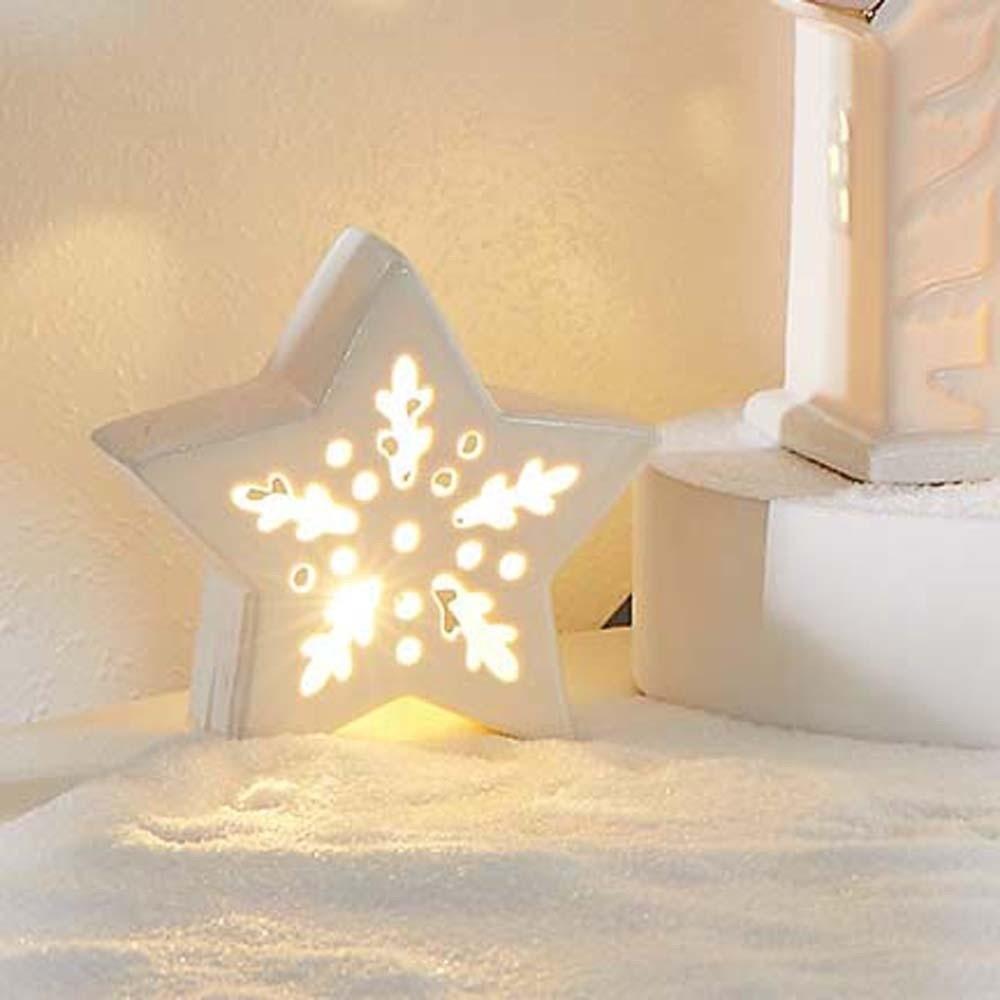 Button Batteries Christmas Atmosphere Lights Ceramic House-shaped Night Lamp  Birthday Present