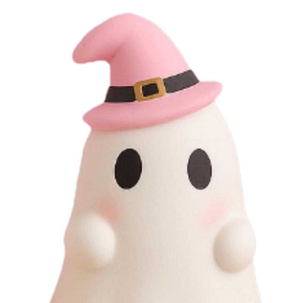 Cute Halloween Ghost Resin Figurine, Candy Pumpkin Witch Hat Desk Decor For Girls, Pink White Tabletop Ornament