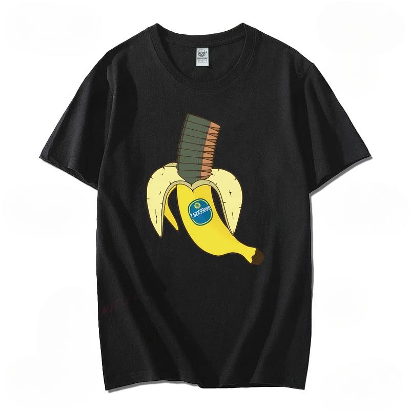 

Летняя футболка с круглым вырезом, креативным 3D-принтом с бананом и патронами, модная повседневная мужская футболка с коротким рукавом L