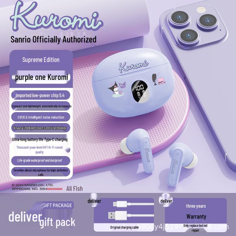 Official Sanrio D56 Bluetooth Cartoon Sport Headphones: Cute Semi-In-Ear Design