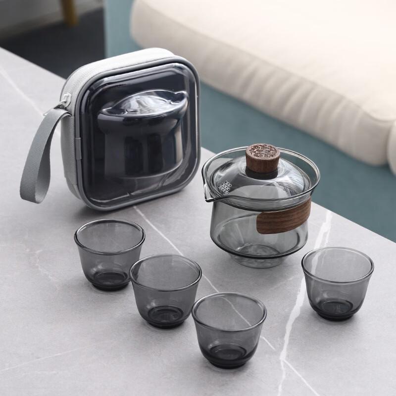 Wutuo Smoky Grey Glass Travel Gongfu Tea Set