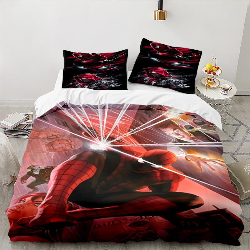 3PCS Red Spider Art Bedding set,Ideal For1pc Duvet Cover And 2pcs Pillowcases Perfect for Christmas gift,Ideal for Bedroom, Dormitory