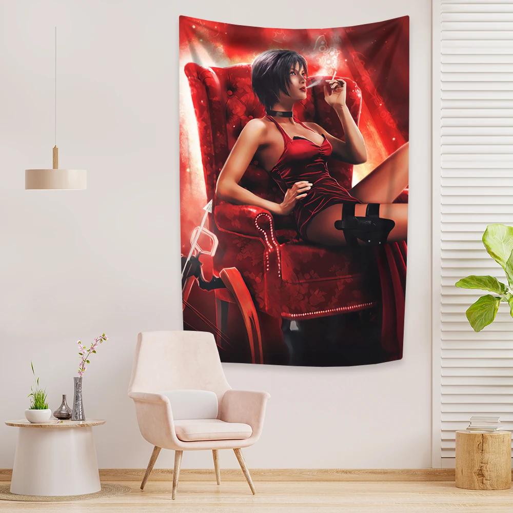 Classic Horror Game Character Tapestry Ada Prints Home Decor Aesthetics Wall Hanging Bedroom Dormitory Backdrop Covering Banner