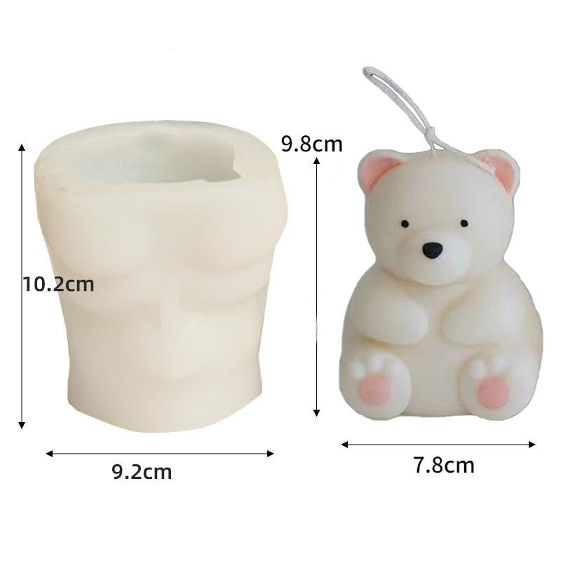3D Large Size Bear Candle Silicone Mold Sitting Bear Craft Plaster Resin Handmade Candle Making Kit Home Party Decoration Gift