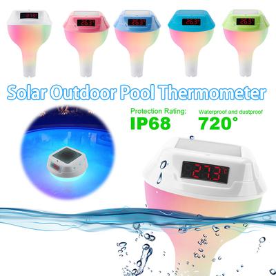 Solar Powered Timing Pool Thermometer LED Display Water Temperature Meter Waterproof Pool Tub Temperature Monitor Pool Supplies