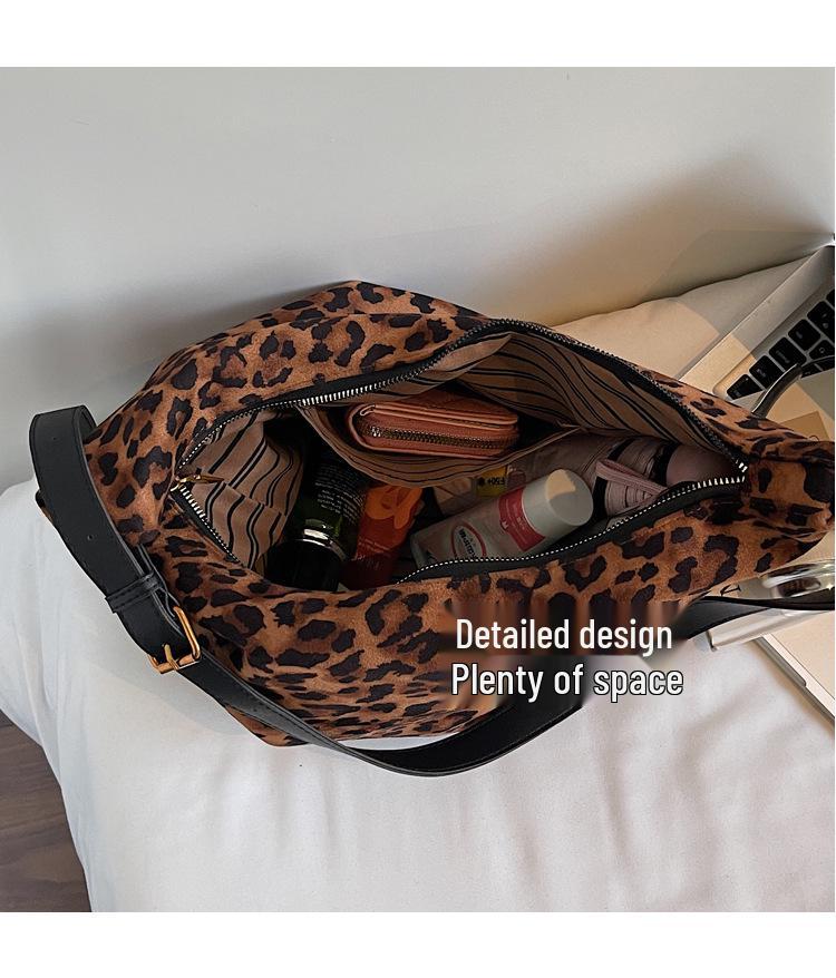 Bolso Cruzado Tote Grande para Mujer Estilo Coreano Estampado de Leopardo